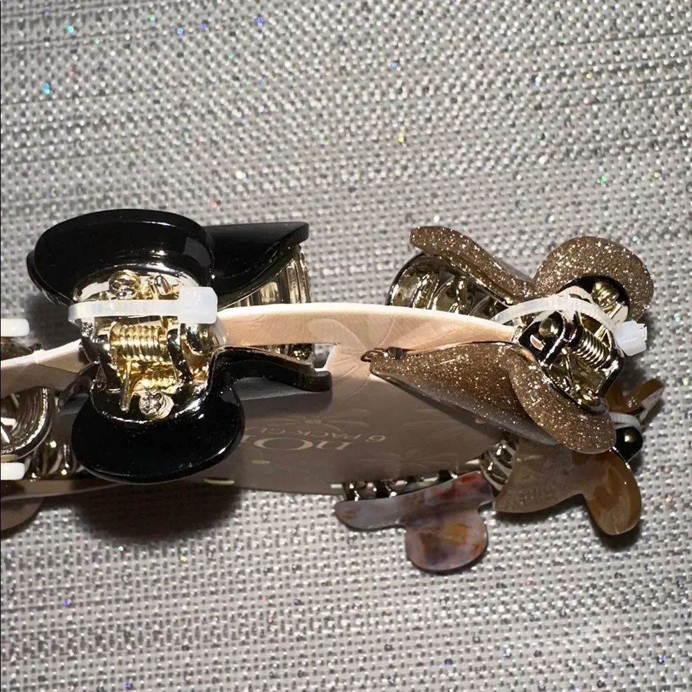 nOir Shades Neutral Gold Marble Glittery Glam Small Claw Clips set of 6